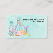 海の水彩下の人魚とクラゲ 名刺 (正面)