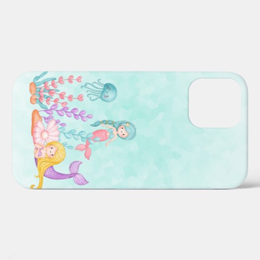 海の水彩下の人魚とクラゲ Case-Mate iPhoneケース (裏面 (横))