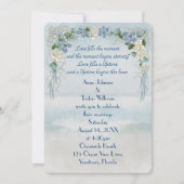 海の水彩画のウェディングフラワーアーチ 招待状 (正面)
