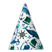 海の水彩画のクジラの航海のな誕生日の下 パーティーハット (右)