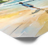 海の水彩画の少年 ポスター (角)