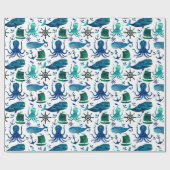 海の水彩画の海の海洋の航海ののの下 ラッピングペーパー (フラット)