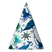 海の水彩画の海洋の航海のな誕生日の下 パーティーハット (左)