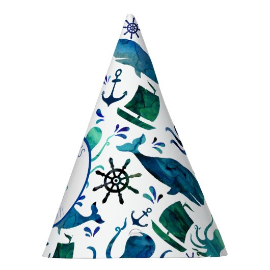 海の水彩画の海洋の航海のな誕生日の下 パーティーハット (右)