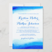 海の水彩画の青の結婚式招待状 招待状 (正面)