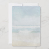 海の水彩画を背景にしたウェディングフラワーのアーチ 招待状 (裏面)