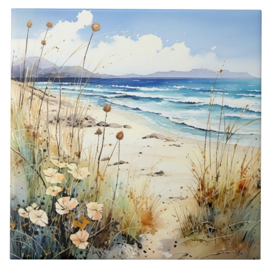 海の水彩 タイル (正面)