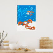 海の水生 かわいいカニ 面白い魚 ポスター (キッチン)