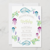 海の水色の下 |誕生日パーティー 招待状 (正面)