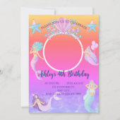 海の水色の海誕生日の下の人魚 招待状 (正面)