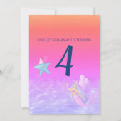 海の水色の海誕生日の下の人魚 招待状 (裏面)