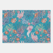 海の水色の海馬のヒトデの下で ラッピングペーパーシート (正面3)