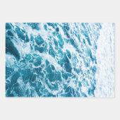 海の水青と白の海波 ラッピングペーパーシート (正面3)