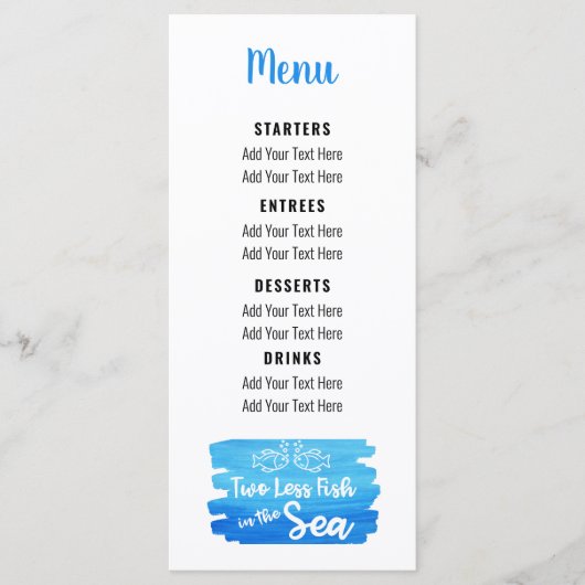 海の沿岸の魚の二つ減りビーチ結婚式 メニュー (正面)