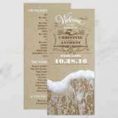 海の泡とロマンチックなビーチ結婚式プログラム プログラム (正面/裏面)