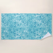 海の泡と電流、青いビーチタオル ビーチタオル (正面)