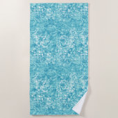 海の泡と電流、青いビーチタオル ビーチタオル (正面)