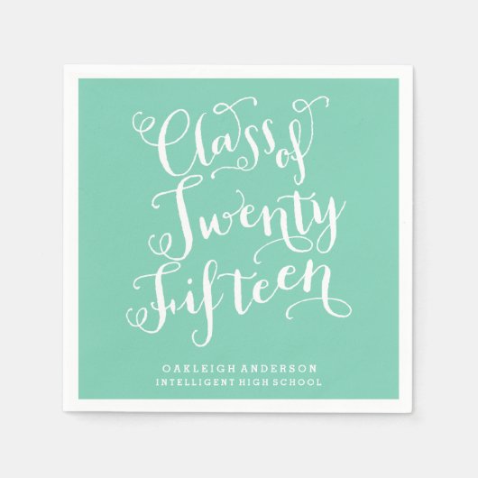 海の泡にボヘミアン文字 | 2015年クラス スタンダードカクテルナプキン (正面)