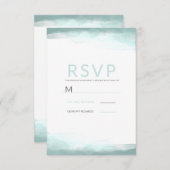 海の泡の緑の水の色のウェディングモダンRSVP 出欠カード (正面/裏面)