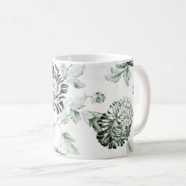 海の泡の緑及び白いヴィンテージ花のToile No.2 コーヒーマグカップ