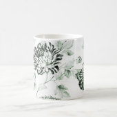 海の泡の緑及び白いヴィンテージ花のToile No.2 コーヒーマグカップ (中央)