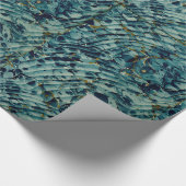 海の泡の青によって大理石模様にされる本のEndpapersの包むこと ラッピングペーパー (角)
