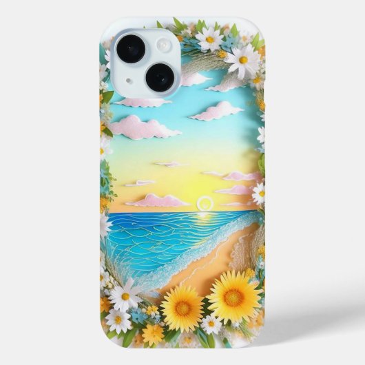 海の波と日の出のペーパークラフト Case-Mate iPhoneケース (裏面)