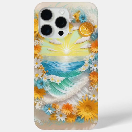 海の波と日の出のペーパークラフト Case-Mate iPhoneケース (裏面)