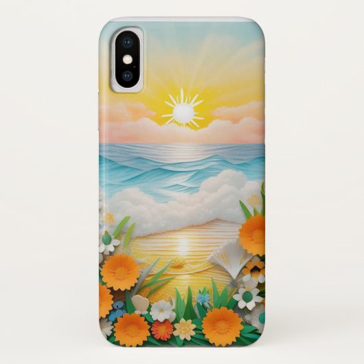 海の波と日の出のペーパークラフト Case-Mate iPhoneケース (裏面)