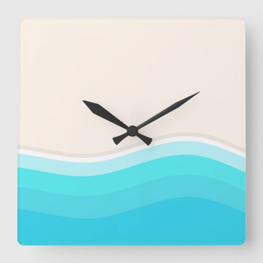 海の波のビーチ。 スクエア壁時計 (正面)