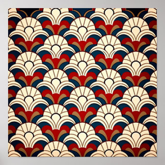 海の波の上に昇る白い太陽の抽象芸術パターン。 ポスター