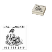 海の波の中のマーマンハンク ラバースタンプ (押印)