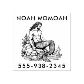 海の波の中のマーマンハンク ラバースタンプ (インプリント)