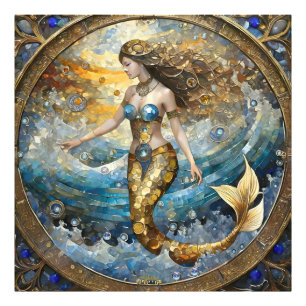 海の波の人魚 フォトプリント