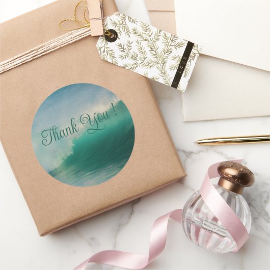 海の波の周結婚りのステッカー ラウンドシール (ギフト)