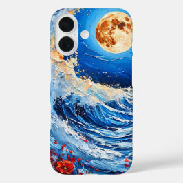 海の波の海岸風景デザイン iPhone 16ケース