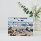 海の波の退職カスタムネーム写真 ポストカード (スタンド正面)