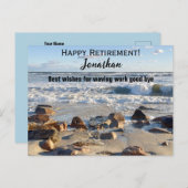 海の波の退職カスタムネーム写真 ポストカード (正面/裏面)