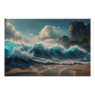 海の波ビーチ ポスター