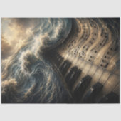海の波ピアノ超現実主義音楽アート 薄葉紙 (正面)