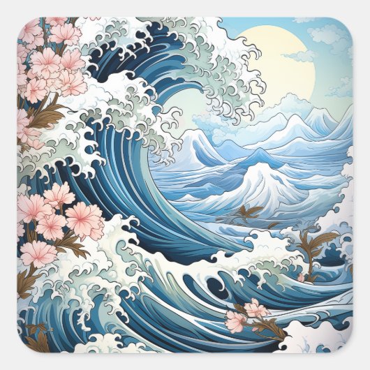 海の波 スクエアシール (正面)