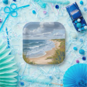 海の波 | ビーチ沿いの海岸の絵 ペーパープレート (パーティー)