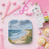 海の波 | ビーチ沿いの海岸の絵 ペーパープレート (パーティー)