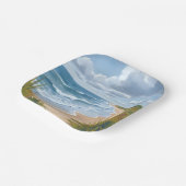 海の波 | ビーチ沿いの海岸の絵 ペーパープレート (傾斜あり)