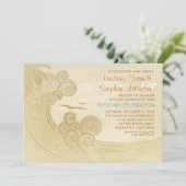 海の波 ビーチ ウェディング 招待状 ヴィンテージ (スタンド正面)