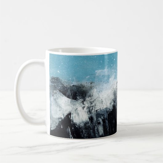 海の波。手絵を描のイラストレーション コーヒーマグカップ (左)
