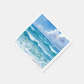 海の波 水彩 ビーチ コースト ウェディング スタンダードカクテルナプキン (角)