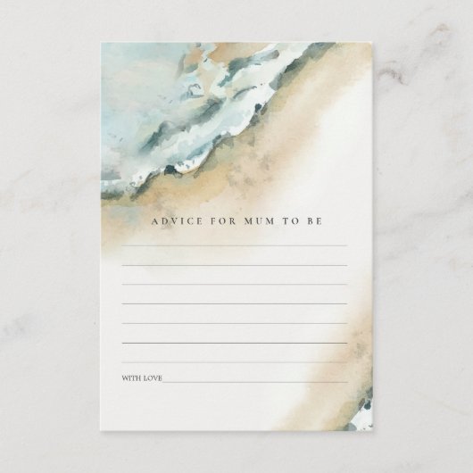 海の波 砂浜 ビーチ アドバイス ママ ベイビーシャワー エンクロージャーカード (正面)