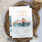 海の海のお洒落下で赤ちゃんシャワー 招待状
