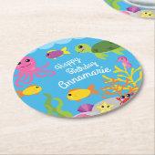 海の海の下で動物の誕生日パーティコースター ラウンドペーパーコースター (アングル)